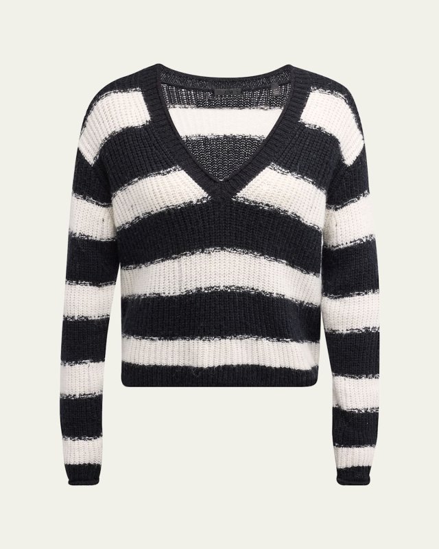 Striped Wool V-Neck Sweater